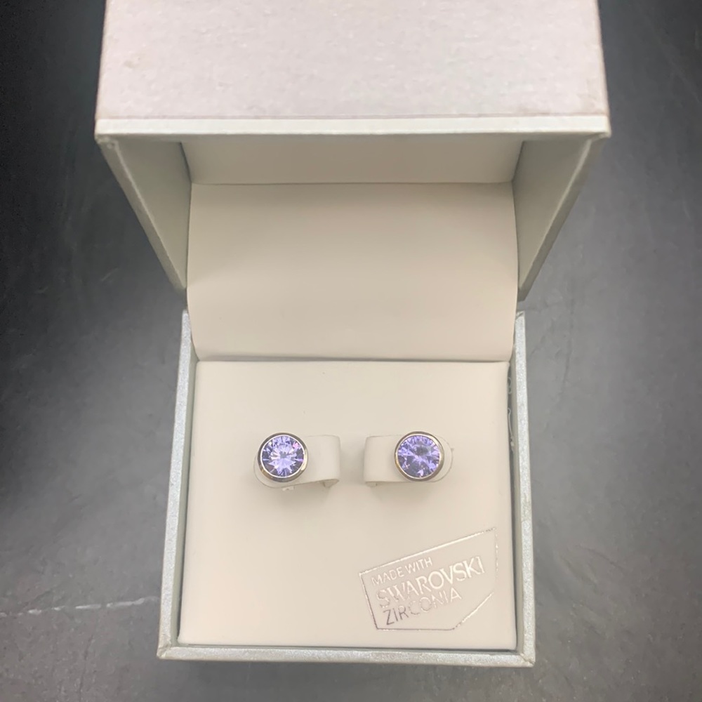 Purple Swarovski Zirconia Earrings Sterling Silver